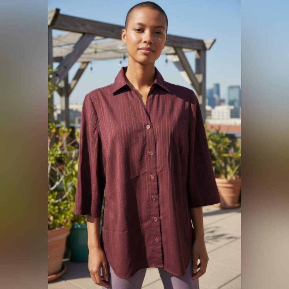 Elegant Burgundy Button Down Shirt for Women